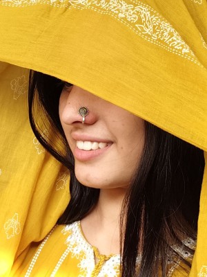 Boho Oxidized Silver Nosepin Accessories for Girls Non-Piercing Adjustable Nose Ring Jewelry