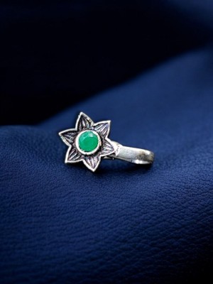 Adjustable Non-Piercing Flower Shape Stone Nose Pin for Girls Indian Silver Oxidized Jewelry