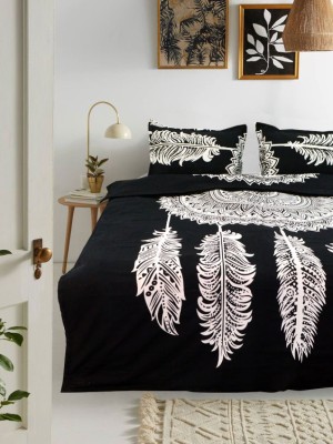 Black & White Dream Catcher Mandala Duvet Covers with Set of 2 Pillow Covers