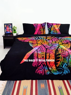 Asian Big Elephant Multi Tie Dye Duvet Covers with Set of Two Pillow Shams