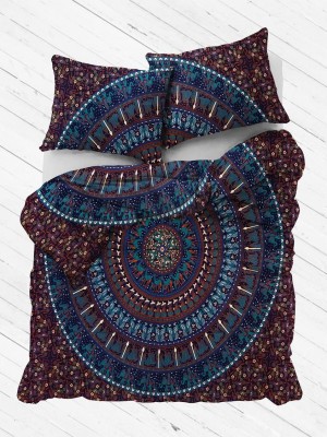 Blue Bohemian Elephant Camel Bedding Mandala Duvet Cover Set with 2 Pillow Cover