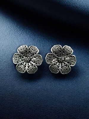 Unique Flower Designer Silver Oxidized Adjustable Free Size Toe Ring