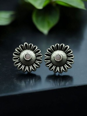 Antique Rustic Flower Designer Silver Oxidized Stone Work Adjustable Toe Ring