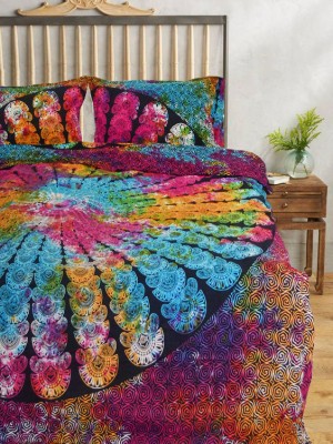 Multi Tie Dye Floral Hippie Elephant Mandala Duvet Cover with Set of 2 Pillow Sham