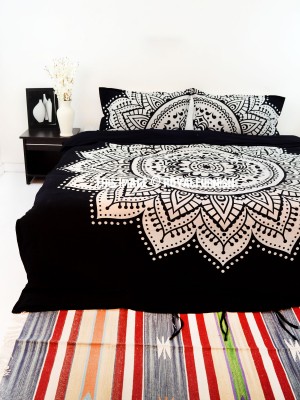 Black & White Gypsy Mandala Bedding Duvet Cover Set with 2 Pillow Shams