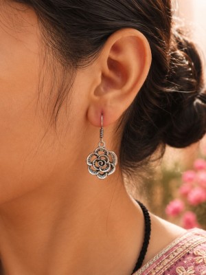 Adorable Flower Shape Designer Silver Plated Earring Hook Drop Daily Wear Jewlery for Women