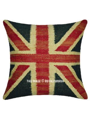 16" Southwestern Stylish Hand Braided Jute Kilim Throw Pillow Cover Square Decorative Cushion Cover