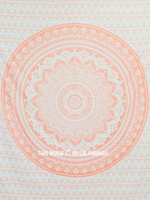 Sparkling Pink Gold Ombre Mandala Bohemian Wall Tapestry Queen Size Wall Hanging for Home Decor