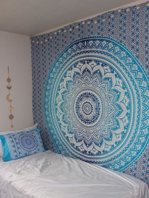 Hippie Ombre Mandala Wall Tapestry Large Cotton Beach Bedding Throw Boho Wall Hanging