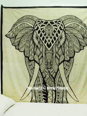 Unique Bohemian The Asian Elephant Tapestry Wall Hanging Cotton Large Queen Bedspread Room Decor
