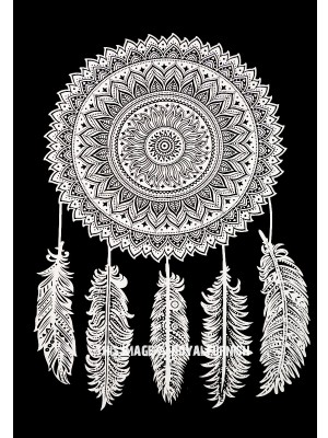 Black Multi Dream Catcher Wall Tapestry Bohemian Wall Hanging Beach Throw Twin Bedspread