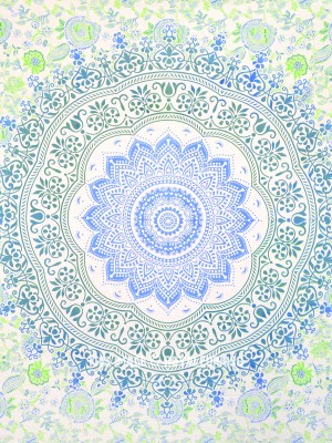 Multi Floral Mandala Tapestry Wall Hanging Large Queen Cotton Fabric Bedspread Bohemian Decor