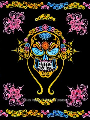 Psychedelic Music Band Gothic Skull Tapestry Trippy Colorful Pop Art Wall Hanging Hippie Wall Tapestry