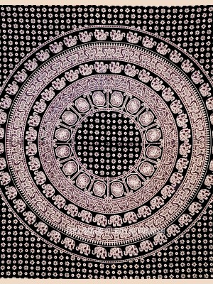 Large Bohemian Black & White Elephant Mandala Tapestry Cotton Fabric Bedspread Wall Tapestry