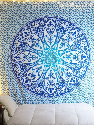 White Multi Bohemian Ombre Medallion Mandala Tapestry Wall Hanging Hippie Bedding Throw