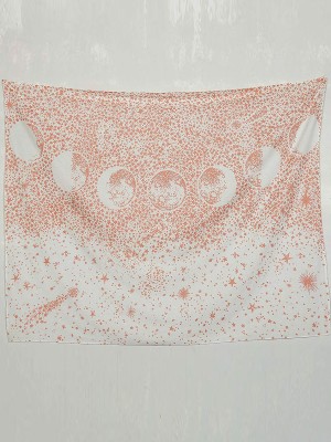 Rose Gold Celestial Moon Phases Tapestry Astrology Stars Crescent Mystical Starry Lunar Room Decor