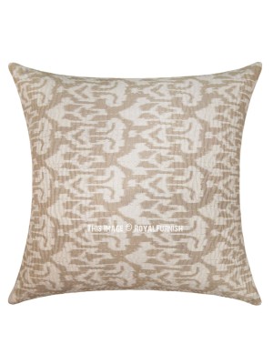 24" Big Bohemian ZigZag Ikat Pattern Kantha Decorative Indian Throw Pillow Cover Couch Cushion Cover