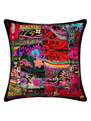 16" One-of-a-kind Multi Bohemian Handmade Patchwork Embroidered Decorative Throw Pillow Cover