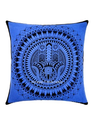 16" Printed Hamsa Hand Cushion Cover Hippie Decorative Cotton Tie Dye Square Throw Pillow Cover