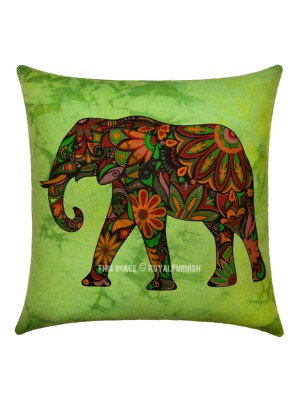 16" Hippie Multi Tie Dye Decorative Cushion Cover Asian Elephant Bohemian Throw Pillow Cover