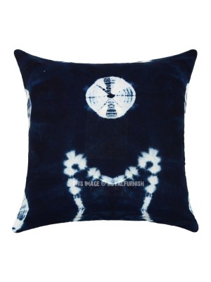 16" Blue Multi Shibori Tie Dye Designer Throw Pillow Affordable Hippie Decorative Cushion Cover