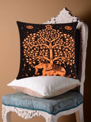 16" Hippie Elephant Under Tree of Life Throw Pillow Featuring Hippie Tie Dye Decorative Cushion Cover