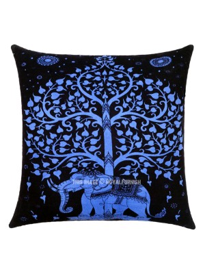 16" Hippie Elephant Under Tree of Life Throw Pillow Featuring Hippie Tie Dye Decorative Cushion Cover
