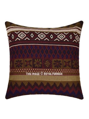 16" Boho Colorful Turkish Pattern Handloom Textured Tribal Jacquard Square Throw Pillow Cushion Cover