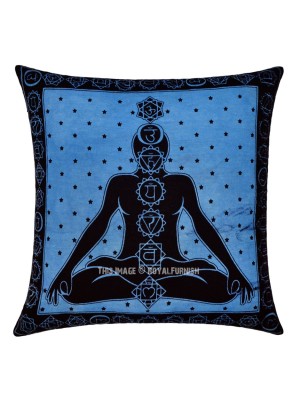 16" Tibetan Yoga Chakras OM Printed Throw Pillow Case Meditation Theme Hippie Cushion Cover