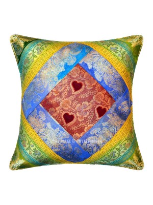 16" Multi Antique One-Of-A-Kind Gypsy Style Silk Designer Throw Pillow Case Decorative Cushion Cover