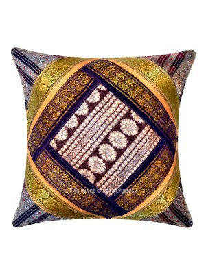16" Multi Antique One-Of-A-Kind Gypsy Style Silk Designer Throw Pillow Case Decorative Cushion Cover