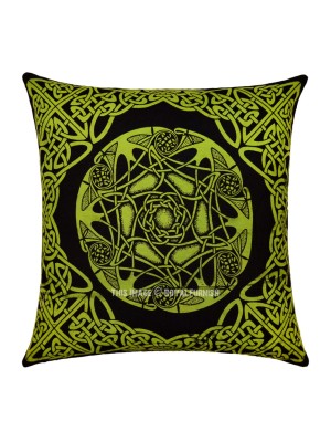 Black Multi Hippie Decorative Celtic Star Knot Square Throw Pillow Cotton Tie Dye Cushion Cover 16x16