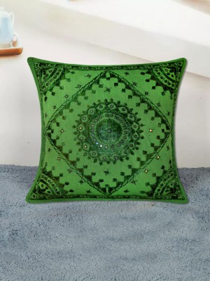 24" Large Indian Handmade Mirror Work Embroidered Square Boho Decorative Throw Pillow Cover