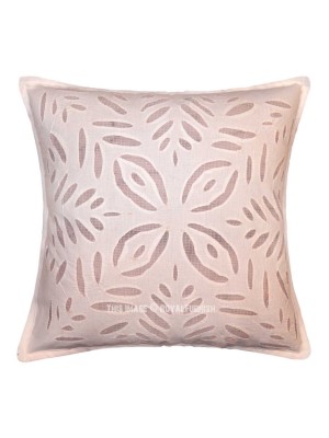 16" Unique Indian Designer Applique Handmade Cutwork Cotton Aesthetic Decorative Throw Pillow Cover
