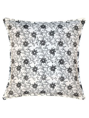 16" White Multi Hand Block Printed Throw Pillow Cover Cotton Floral Patterned Decorative Cushion Cover