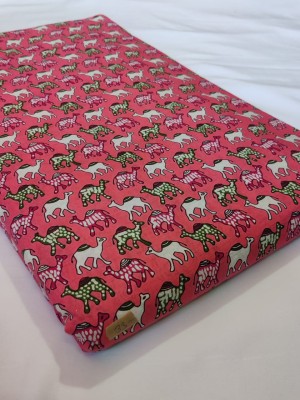 Pink Color Hand Block Camel Printed Animal Print Cotton Fabric Craft Kids Dressmaking Quilting Upholstery Material