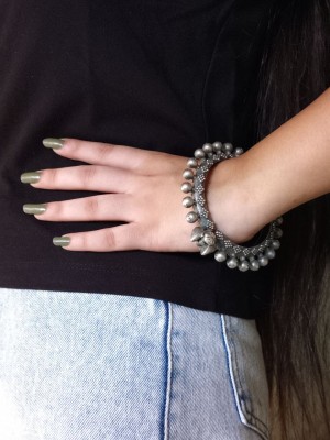 Traditional Rajasthani Bangdi Kangan Kada Silver Oxidised Adjustable Bracelet Bohemian Bangle