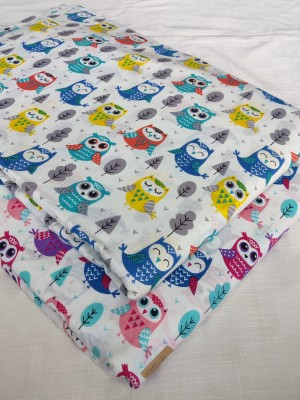 White Multi Colorful Cotton Cartoon Owls Print Baby Fabric Europe Design Textile for Kids by the Yard