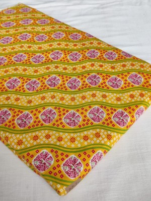 Rajasthani Leheriya and Bandhej Pattern Multi Colorful Sanganeri Print Pure Cotton Fabric by Yard
