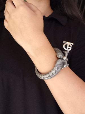 Traditional Designer Indian Peacock Kangan Kada Silver Oxidised Openable Bohemian Bangle Bracelet