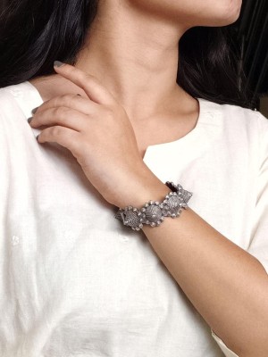Stunning Vintage Gypsy Designer Kangan Tribal Kada Silver Oxidised Adjustable Free Size Bracelet Bangle