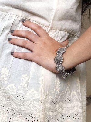 Stunning Vintage Gypsy Designer Kangan Tribal Kada Silver Oxidised Adjustable Free Size Bracelet Bangle