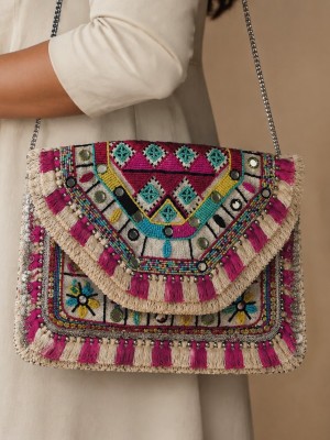 Unique Boho Gypsy Bag Vintage Handmade Beaded Embellished Crossbody Bag for Women Casual Outing