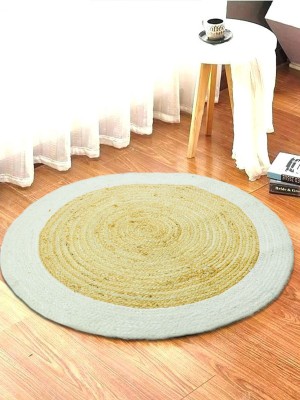 Natural Jute & Ivory Mix Handmade Braided Aesthetic Reversible Round Rugs - 3 Ft