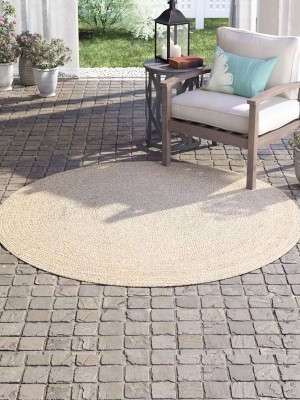 Handmade Reversible Natural Jute Braided Round Aesthetic Rugs - 36 Inch