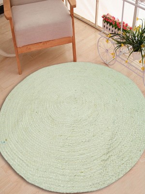 Ivory Handwoven Reversible Braided Round Jute Area Rug - 3 Ft