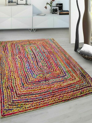 Boho Chindi Cotton Braided Area Rugs Colorful Hand Woven Reversible Rug - 3x5 Ft