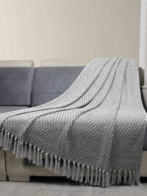 Black & White Designer Light Weight Pure Cotton Hand Woven Throw Blanket Suitable for All Weather