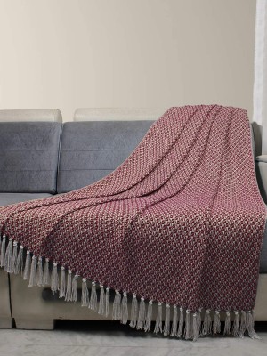 Maroon & White Durable Pure Cotton Hand Woven Light Weight Throw Blanket Suitable for All Weather