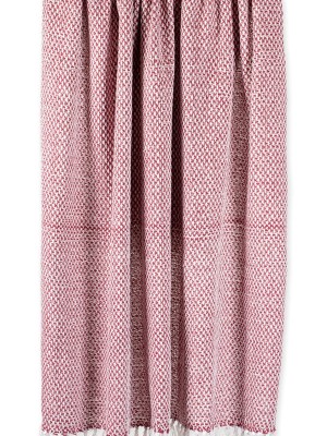 Maroon & White Bohemian Knitted Cotton Couch Sofa Throw Blanket with Tassel Fringes Everyday Use